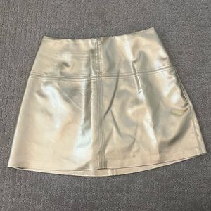 NWT LBV faux leather metallic gold mini skirt